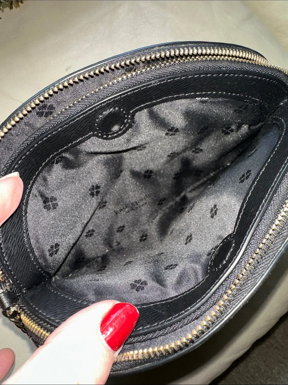 kate spade Black and Metallic silverPolka Dot Crossbody with Gold Chain ♠️
